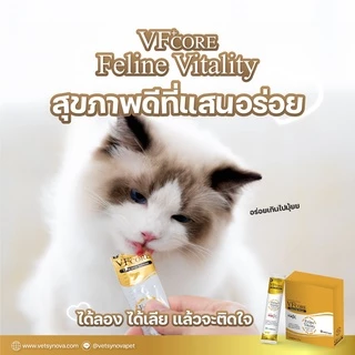 (1ซอง) VFcore ครบทุกสูตร ในรูปแบบขนมแมวเลียรสอร่อย เนื้อทูน่าและแซลม่อนแท้ๆ ทานง่าย น้องๆชอบ