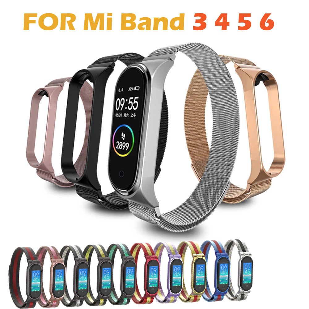 สายนาฬิกาข้อมือ สายสแตนเลส แม่เหล็ก แบบเปลี่ยน สําหรับ Xiaomi Mi Band 7 Mi Band 3 4 5 6