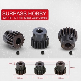 Surpass HOBBY เฟืองมอเตอร์โลหะ สีดํา 32P M0.8 5 มม. 13T 14T 15T 16T 17T 18T 19T 20T 21T สําหรับโมเดลรถบังคับ 1/10 2 ชิ้น