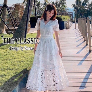 เดรสลูกไม้สีขาว the classic