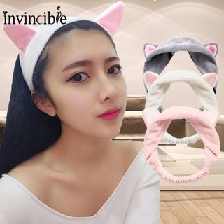 Women Cute Elastic Cat Ears Headbands/ Daily Makeup Face Washing Hairband/ Girls Elastic Spa Party Hair Accessories