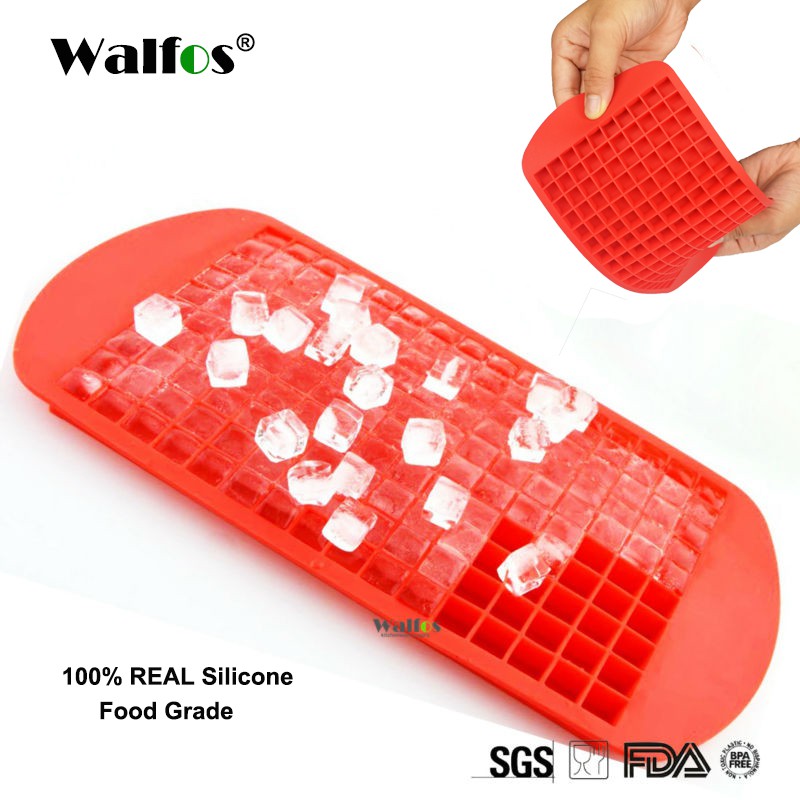 WALFOS อาหารเกรดซิลิโคน 160 เครื่องทำน้ำแข็งขนาดเล็กถาดน้ำแข็งเล็ก ๆ ช็อคโกแลตแม่พิมพ์แม่พิมพ์