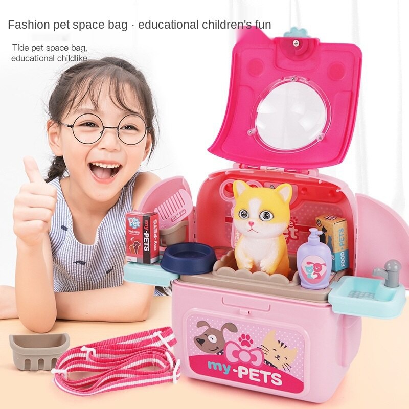 Pretend Toys Pet Backpack Play House Toy Simulation Cartoon Cat And Dog Combo Space Bag Toys For Kids Girl Boy Shopee Thailand