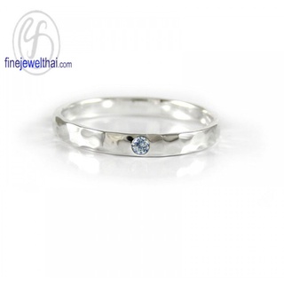 Finejewelthai-แหวนอะความารีน-แหวนพลอย-แหวนเงินแท้-พลอยประจำเดือนเกิด-Aquamarine-Silver-Ring-Birthstone-R1228aq