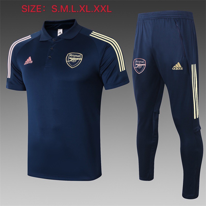 Arsenal ARS เสื้อโปโลลําลอง ผ้าโพลีเอสเตอร์ คอปก และกางเกงเครื่องแบบฟุตบอล คุณภาพดี แฟชั่นฤดูร้อน สําหรับผู้ชาย ไซซ์ S-2XL 21-22