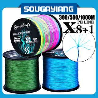 Sougayilang 300M 500M 1000M 9 Strands สายตกปลาถัก Multifilament สายตกปลาที่ทนทานสายตกปลา PE ที่แข็งแกร่ง