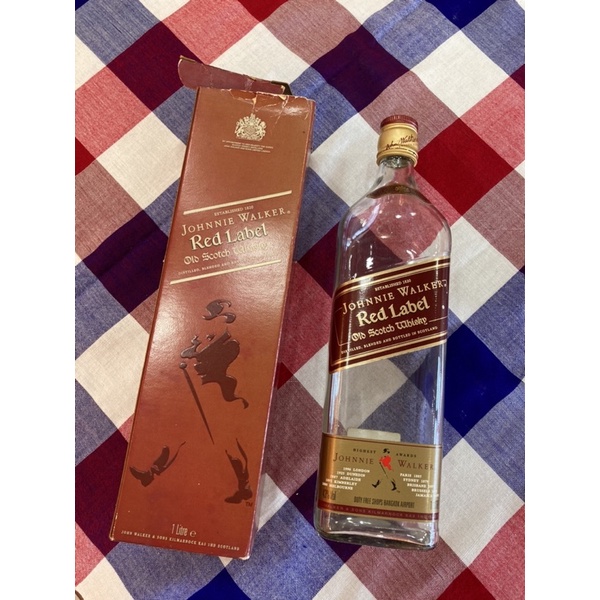 040 ขวดเปล่า Johnnie Walker Red Label 1litre พร้อมกล่อง (ของสะสม) #ขวดเหล้าเก่า #ของสะสม