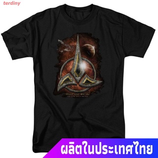 terdiny เสื้อยืดลำลอง เสื้อยืดผ้าฝ้ายคอกลมแขนสั้นพิมพ์ลาย Star Trek Klingon Crest Espacio Clésico Serie Nuevo Cbs สําหรั