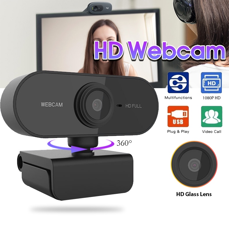 กล้องเว็บแคม Webcam 1080P HD กล้องคอมพิวเตอร์ พร้อมไมโครโฟน  USB2.0 ไม่ต้องลงไดรเวอร์