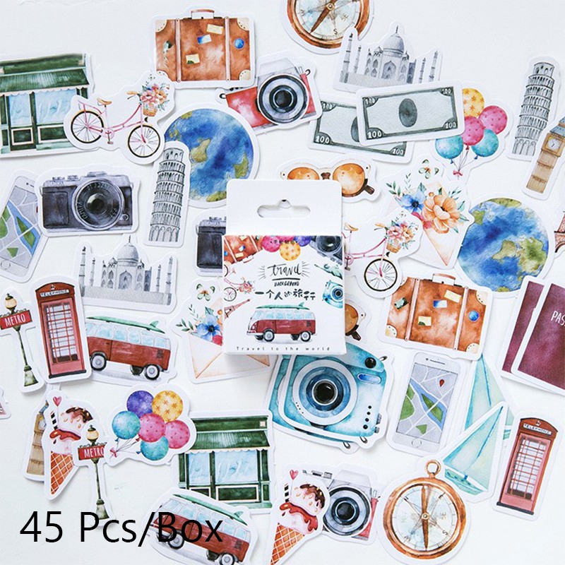 สติ๊กเกอร์สำหรับตกแต่งสมุดภาพ 45 ชิ้น / กล่อง