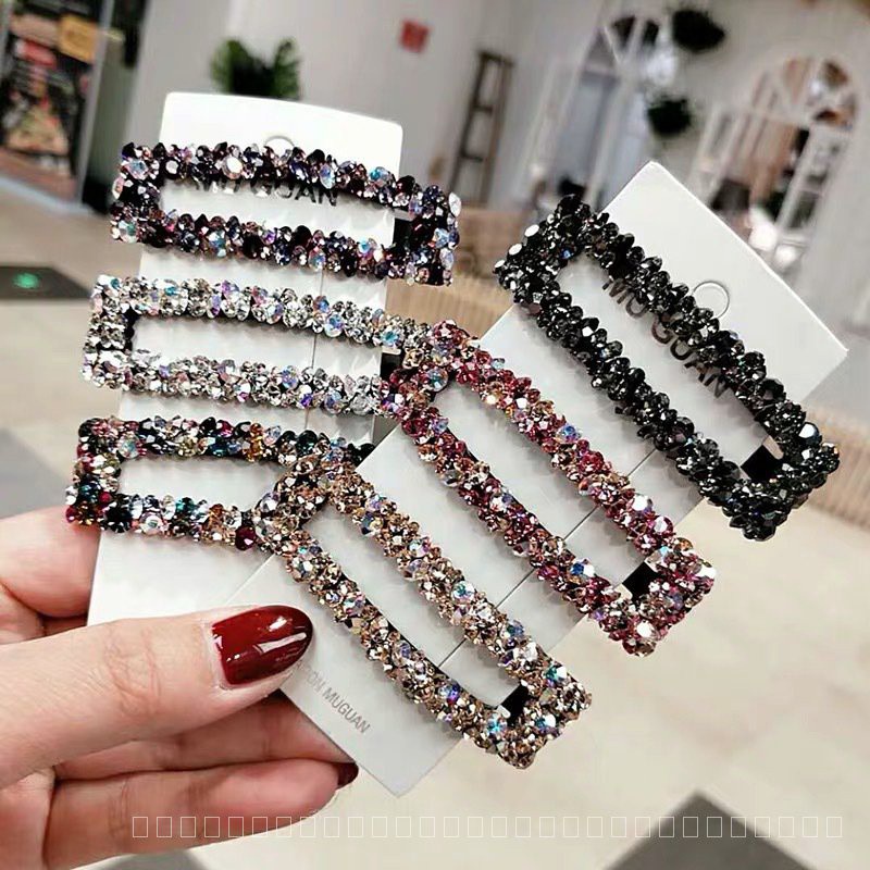แฟชั่นสแควร์เต็ม Rhinestone บีบีคลิป Glitter คลิป
