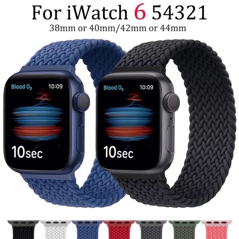 สายนาฬิกาข้อมือไนล่อนถัก สําหรับ Apple Watch Series 6 5 4 3 2 Se 44 มม . 40 มม . 38 มม . 42 มม .