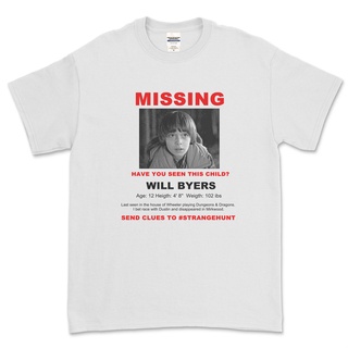 เสื้อยืดผ้าฝ้ายพิมพ์ลายเสื้อยืด พิมพ์ลายโปสเตอร์ Stranger THINGS - WILL BYERS MISSING POSTER S-4XL