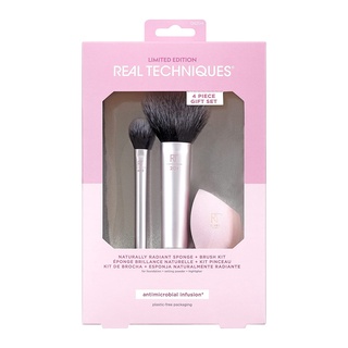 [ของแท้ 100% - กล่องไม่สวย] REAL TECHNIQUES 4 PIECE GIFT SET NATURALLY RADIANT SPONGE + BRUSH KIT