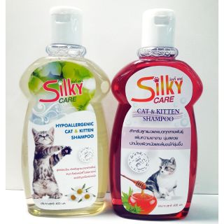 Silky แชมพูลูกแมวและแมวทุกสายพันธุ์ 400ml. แชมพูแมวสูตรอ่อนโยน400 ml.