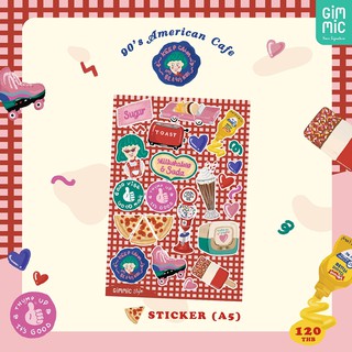 Sticker Sheet A5 ลาย 90s American Cafe สติกเกอร์ไดคัทแบบแผ่น (Gimmic Style)