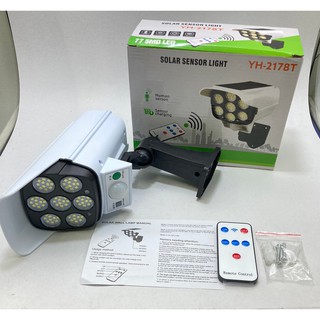 ไฟทรงคล้ายกล้องวงจรปิด ติดผนัง 77SMD โซลาร์เซลล์ พลังงานแสงอาทิตย์ พร้อมรีโมทควบคุมระยะไกล