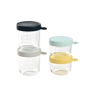 BEABA ชุดกระปุกแก้ว Set of 4 Superior Glass Container (150ml yellow / 150ml light blue / 250ml dark blue