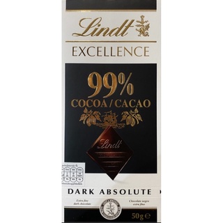 Lindt Excellence Dark Absolute 99%Cocoa 50g.ลินด์เอ็กเซลเลนซ์ดาร์กแอบโซลูท 99%โกโก้ 50กรัม อาหาร เครื่องดื่ม ขนมขบเคี้ยว