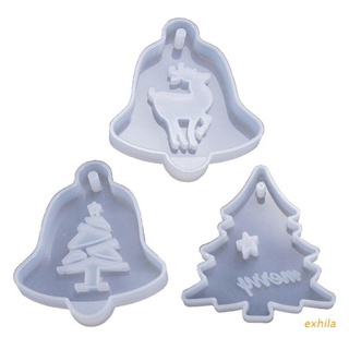 exhila Crystal Epoxy Resin Mold Christmas Tree Elk Pendant Casting Silicone Mould DIY