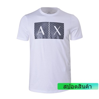 Armani AX เสื้อยืดคอกลมแขนสั้นผู้ชายผ้าฝ้ายแท้ระบายอากาศ