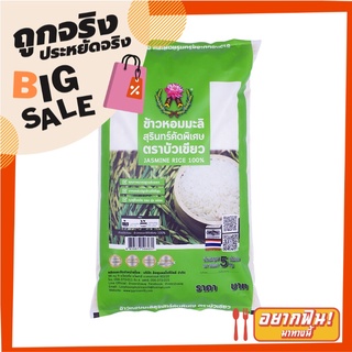 บัวเขียว ข้าวหอมมะลิสุรินทร์ 5 กิโลกรัม X 1 ถุง Bua Keaw Jasmine Rice 100% 5 kg X1