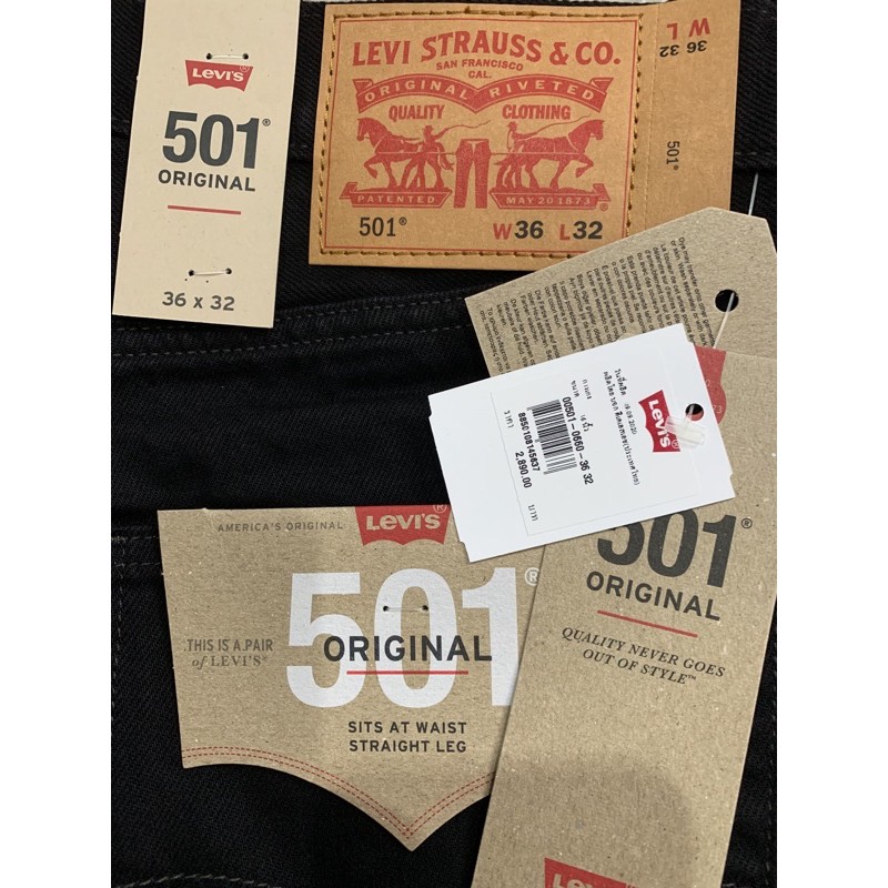 Levi’s 501 (ลีวายส์ 501) super black สีดำล้วน ของใหม่ ป้ายไทย เอว 36 ยาว 32