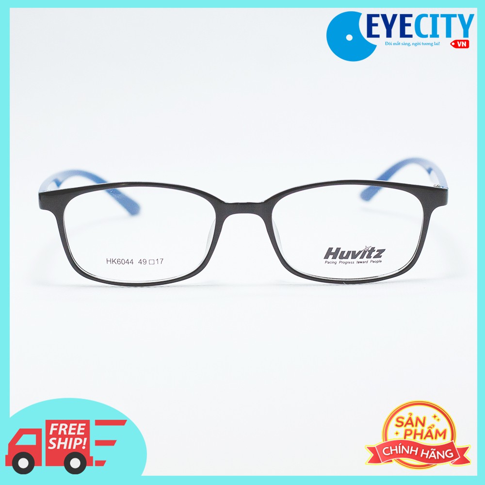 กรอบแว่นตาแฟชั่นเกาหลี HUVITZ กรอบสีฟ้าพลาสติกสีดํา HK6044 - C18