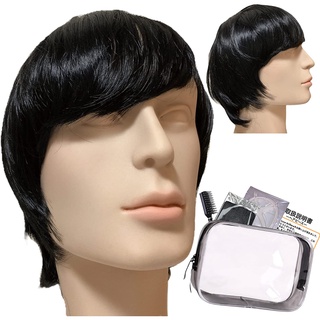 Direct from Japan Luce brillare Wig, Mens, Whorl, Black Hair, Medical Use, Full Wig, Short, [Essential Set of 5] Quick and Easy Medium Men (Natural Black)