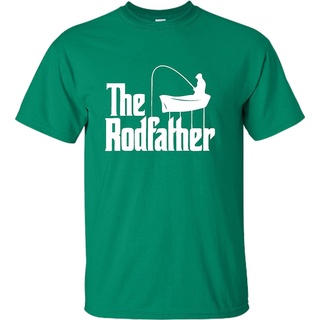 เสื้อยืดแขนสั้น ผ้าฝ้าย พิมพ์ลาย The Rodfather Funny Fishing Dad Grandpa Godfather สีเขียว สําหรับผู้ชาย UI321T29486