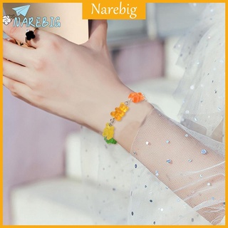 Narebig สร้อยข้อมือโซ่สีลูกกวาดสําหรับผู้หญิง