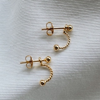 Twisted Ear Jacket, 18K Gold Plated Sterling Silver Earrings E0036 | เงินแท้ 925 ชุบทองเเท้ 18 กะรัต