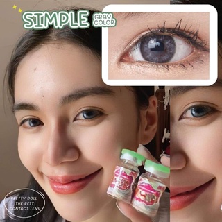 คอนแทคเลนส์ รุ่นใหม่ Simple ยี่ห้อ Pretty doll มีสี เทา ตาล สายตาปกติ