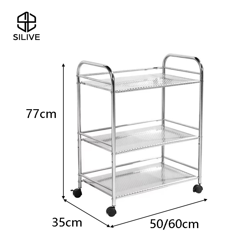 Silive Shop รถเข็นอาหาร แข็งแรง ชั้นวางของ รถเข็นสแตนเลส รุ่นหนา คุณภาพดี  # B-D111 รูปที่ 8