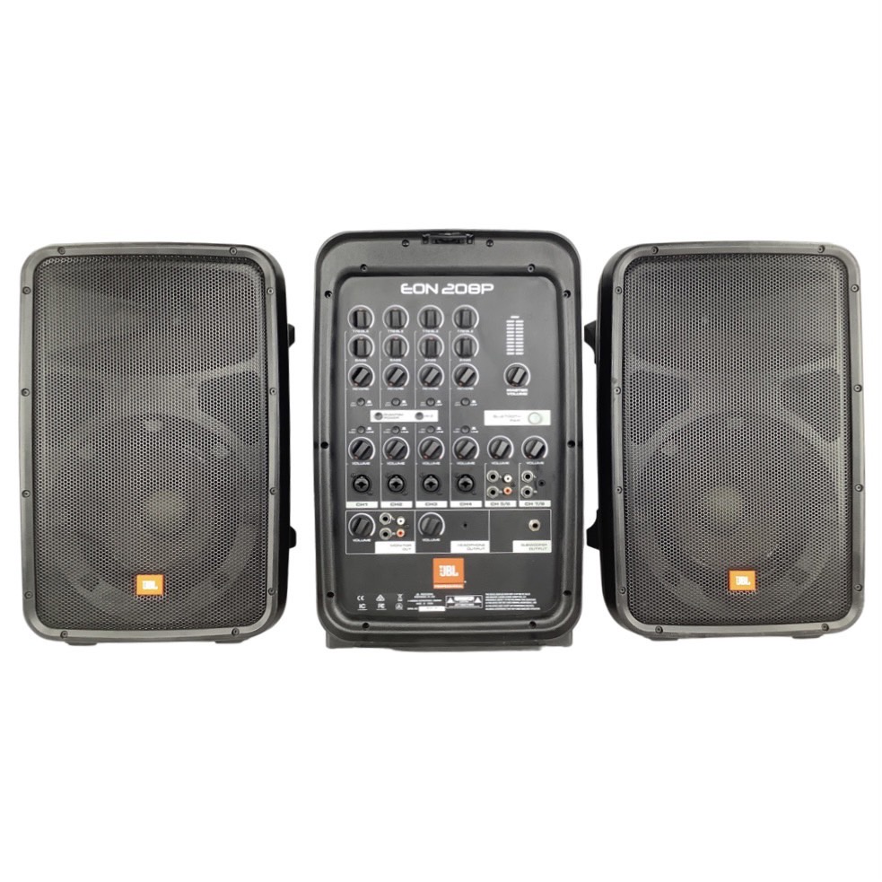 JBL EON208P ชุดเครื่องเสียงเคลื่อนที่ ลำโพง 8 นิ้ว 2 ใบ คลาส D 300 วัตต์ เพาเวอร์มิก 8 ชาแนล Bluetoo