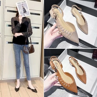 พร้อมส่ง รองเท้า คัชชู รัดส้น หัวแหลม นิ่มกันน้ำ ใส่สบาย สวยๆ ราคาถูก 38