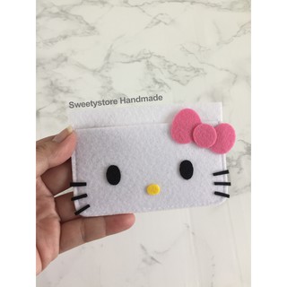 Handmadeผ้าสักหลาด CardHolderที่ใส่บัตรkitty