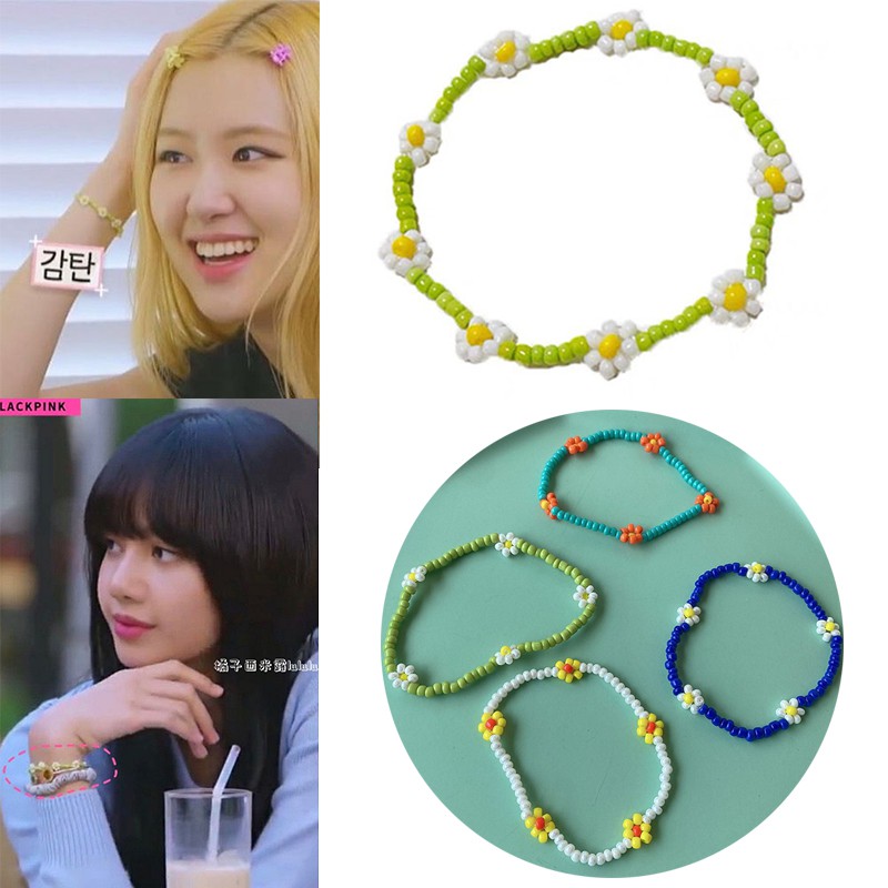 สร้อยข้อมือ สร้อยคอ ลูกปัดดอกไม้ หน้ายิ้ม เครื่องประดับสีสันน่ารัก