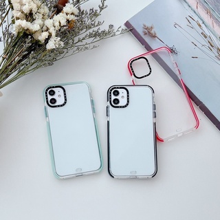 KIDDYเคส ซิลิโคนนุ่ม เคสใส เคสเหลี่ยมกันกระแทก กล้อง สีลูกกวาด สำหรับ /8/7P/XR/11/12/13/13PRO/13PROMAX#034