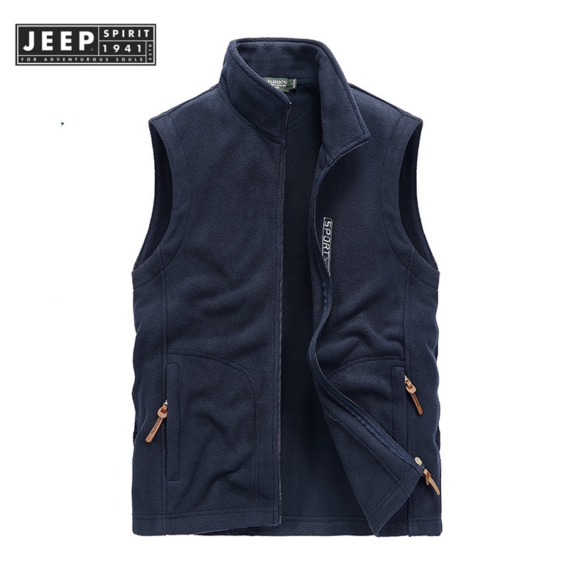 JEEP SPIRIT 1941 ESTD เสื้อแจ็กเก็ต ผ้าฟลีซ เหมาะกับการพกพาเดินทาง ตั้งแคมป์ เดินป่า ตกปลา