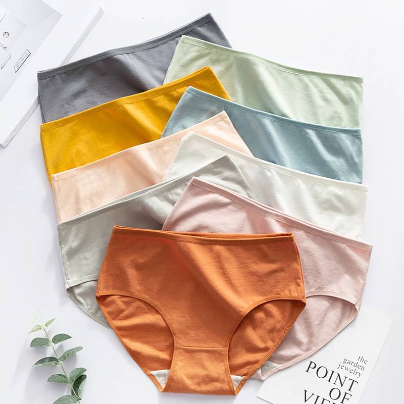 9 สีผ้าฝ้ายระบายอากาศผู้หญิงกางเกงผู้หญิงกางเกงเอวกลางที่ไร้รอยต่อ Women Panties Underwear Cotton Female Briefs – โปรปัง