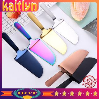 &lt;Kaitlyn&gt; พลั่วสเตนเลส ทรงสามเหลี่ยม จับง่าย สีทอง สําหรับตัดพิซซ่า พาย ขนมปัง เค้ก ห้องรับประทานอาหาร ห้องครัว