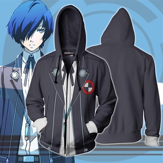 Persona เสื้อแจ็กเก็ต มีฮู้ด พิมพ์ลายการ์ตูนอนิเมะ 3D มีซิป 3 ชิ้น