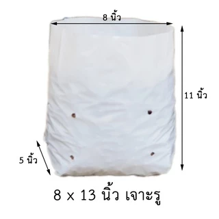 TGM (30 ใบ) 8x13 นิ้ว ถุงปลูกเมล่อน มะเขือเทศ ถุงปลูก สีขาว เกรด A เนื้อ HD