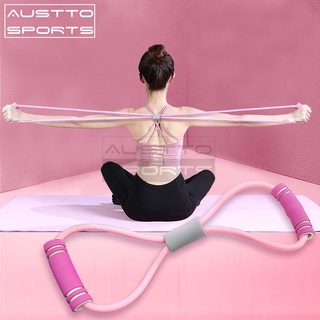 ฟิกเกอร์ Aussto Resistance Bands Figure 8, Yoga ยืดหยุ่นสําหรับออกกําลังกายฟิตเนสบ้าน