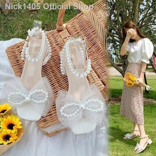 🌼รองเท้าส้นสูงผู้หญิง Nacre Sandals ส้นสูงโบว์ รองเท้าแฟชั่น ไซร์ 35-39