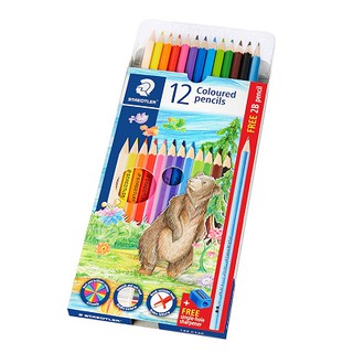 STAEDTLER สีไม้แท่งยาว12สี แถมฟรีกบเหลา+ดินสอ