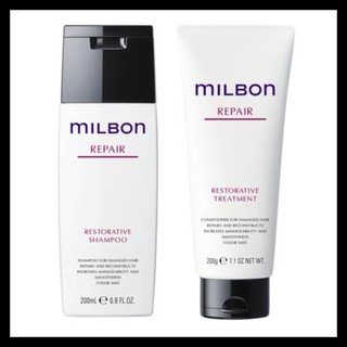 Milbon repait restorative shampoo 200 g หรือ treatment 200 g มิลบอน รีแพร์ รีสตอเรทีฟ แชมพู และ ทรีทเม้นท์