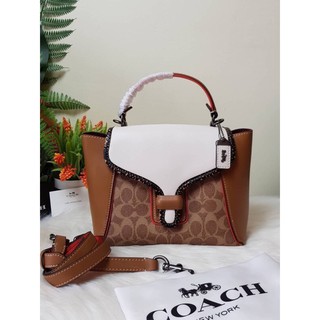 HOT ITEM !!Best Seller🔥🔥 COACH COURIER CARRYALL 23 IN COLORBLOCK SIGNATURE CANVAS WITH SNAKESKIN