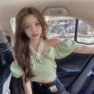 Hot Sale/2022 new retro palace style design slim slim off-the-shoulder short-sleeved shirt top เสื้อผ้าสตรี